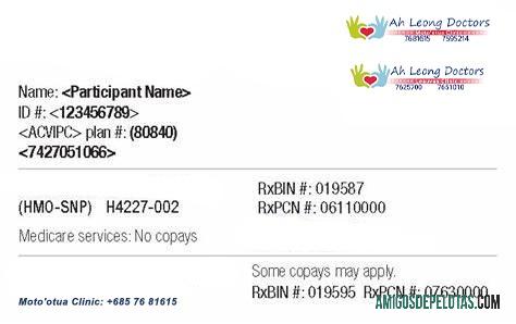 Cartão de seguro saúde de Samoa exemplo